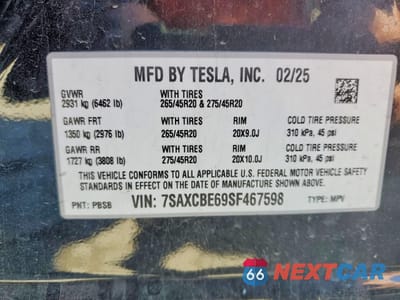 Zdjęcie 13 z 13 samochodu: 2025 TESLA MODEL X VIN:7SAXCBE69SF467598 - miniatura