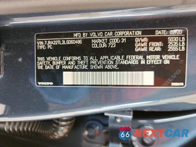 Zdjęcie 12 z 12 samochodu: 2020 VOLVO S60 T6 INSCRIPTION VIN:7JRA22TL2LG060486 - miniatura