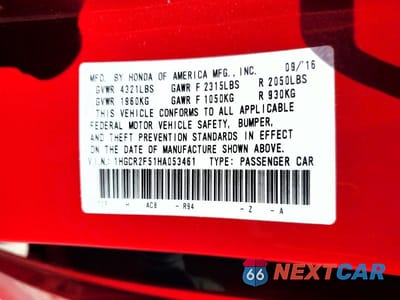 Zdjęcie 12 z 12 samochodu: 2017 HONDA ACCORD SPORT VIN:1HGCR2F51HA053461 - miniatura