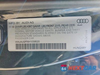 Zdjęcie 13 z 13 samochodu: 2017 AUDI A3 PREMIUM VIN:WAUAUGFFXH1039520 - miniatura