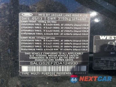 Zdjęcie 14 z 14 samochodu: 2013 LAND ROVER RANGE ROVER SUPERCHARGED VIN:SALGS2EF2DA124930 - miniatura