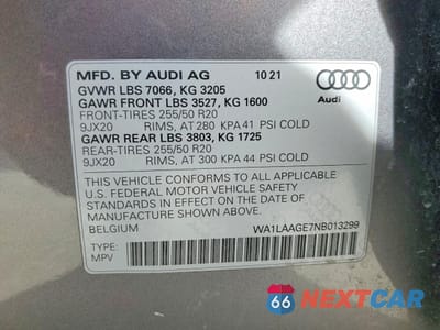 Zdjęcie 13 z 14 samochodu: 2022 AUDI E-TRON PREMIUM PLUS VIN:WA1LAAGE7NB013299 - miniatura