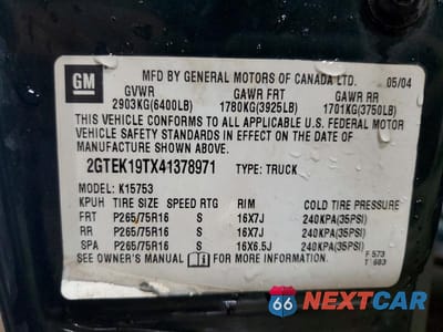 Zdjęcie 12 z 12 samochodu: 2004 GMC NEW SIERRA K1500 VIN:2GTEK19TX41378971 - miniatura