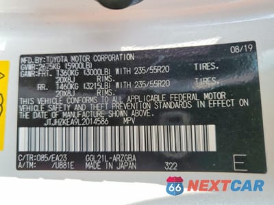 Zdjęcie 13 z 14 samochodu: 2020 LEXUS RX 350L BASE VIN:JTJHZKEA9L2014586 - miniatura