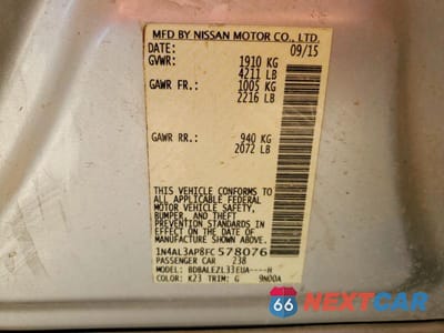 Zdjęcie 12 z 12 samochodu: 2015 NISSAN ALTIMA 2.5 S VIN:1N4AL3AP8FC578076 - miniatura
