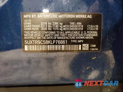 Zdjęcie 13 z 13 samochodu: 2019 BMW X3 XDRIVE30I VIN:5UXTR9C58KLP76861 - miniatura
