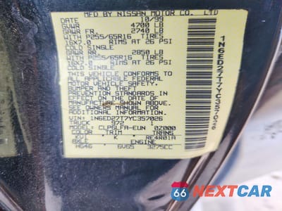 Zdjęcie 12 z 12 samochodu: 2000 NISSAN FRONTIER XE VIN:1N6ED27T7YC357026 - miniatura