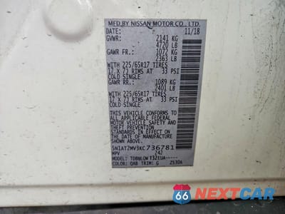 Zdjęcie 13 z 13 samochodu: 2019 NISSAN ROGUE SV VIN:5N1AT2MV3KC736781 - miniatura