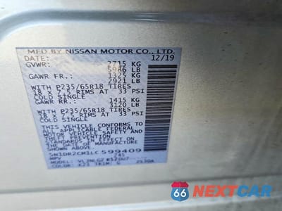 Zdjęcie 13 z 13 samochodu: 2020 NISSAN PATHFINDER SL VIN:5N1DR2CM1LC599409 - miniatura