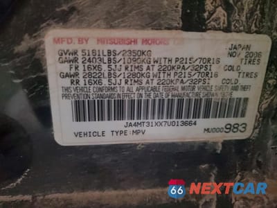 Zdjęcie 14 z 14 samochodu: 2007 MITSUBISHI OUTLANDER LS VIN:JA4MT31XX7U013664 - miniatura