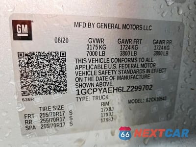 Zdjęcie 13 z 13 samochodu: 2020 CHEVROLET SILVERADO K1500 VIN:1GCPYAEH6LZ299702 - miniatura