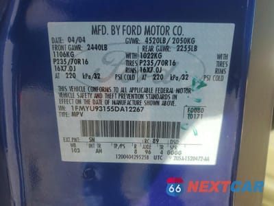 Zdjęcie 13 z 13 samochodu: 2005 FORD ESCAPE XLT VIN:1FMYU93155DA12267 - miniatura