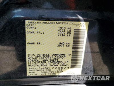Zdjęcie 12 z 12 samochodu: 2015 NISSAN ALTIMA 2.5 SL VIN:1N4AL3AP0FC220874 - miniatura