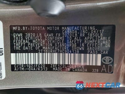 Zdjęcie 12 z 12 samochodu: 2017 TOYOTA COROLLA SE VIN:2T1BURHE7HC904138 - miniatura