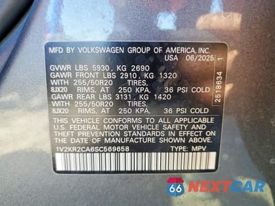 Zdjęcie 14 z 14 samochodu: 2025 VOLKSWAGEN ATLAS SE VIN:1V2KR2CA6SC569658 - miniatura