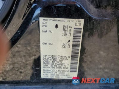 Zdjęcie 12 z 12 samochodu: 2020 NISSAN ALTIMA 2.5 SR VIN:1N4BL4CV1LN309066 - miniatura