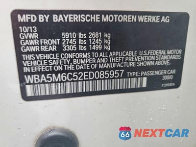 Zdjęcie 12 z 12 samochodu: 2014 BMW 550 IGT VIN:WBA5M6C52ED085957 - miniatura