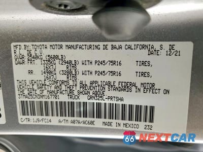 Zdjęcie 12 z 12 samochodu: 2022 TOYOTA TACOMA SR5 V6 VIN:3TMAZ5CN3NM167701 - miniatura