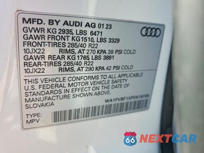 Zdjęcie 14 z 14 samochodu: 2023 AUDI Q8 PRESTIGE S-LINE VIN:WA1FVBF1XPD018705 - miniatura