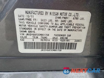 Zdjęcie 13 z 13 samochodu: 2012 INFINITI G25 SEDAN X VIN:JN1DV6AR3CM861708 - miniatura