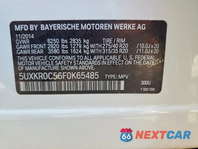 Zdjęcie 12 z 12 samochodu: 2015 BMW X5 XDRIVE35I VIN:5UXKR0C56F0K65485 - miniatura