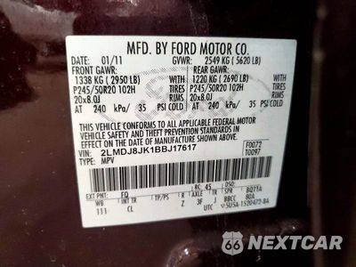 Zdjęcie 13 z 13 samochodu: 2011 LINCOLN MKX VIN:2LMDJ8JK1BBJ17617 - miniatura