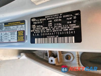 Zdjęcie 12 z 12 samochodu: 2014 KIA OPTIMA EX VIN:5XXGN4A77EG319341 - miniatura