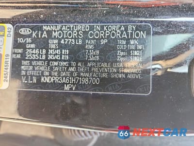 Zdjęcie 13 z 13 samochodu: 2017 KIA SPORTAGE SX TURBO VIN:KNDPR3A61H7198700 - miniatura