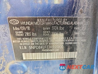 Zdjęcie 12 z 12 samochodu: 2018 HYUNDAI ELANTRA SEL VIN:5NPD84LF3JH333900 - miniatura