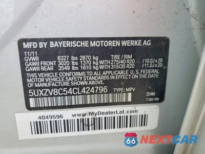 Zdjęcie 13 z 13 samochodu: 2012 BMW X5 XDRIVE50I VIN:5UXZV8C54CL424796 - miniatura
