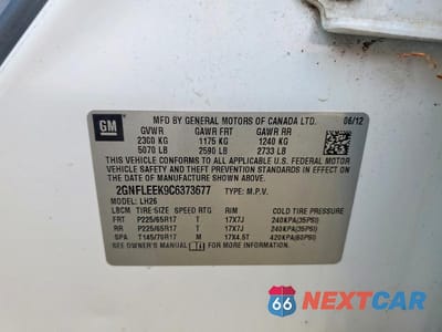 Zdjęcie 13 z 13 samochodu: 2012 CHEVROLET EQUINOX LT VIN:2GNFLEEK9C6373677 - miniatura