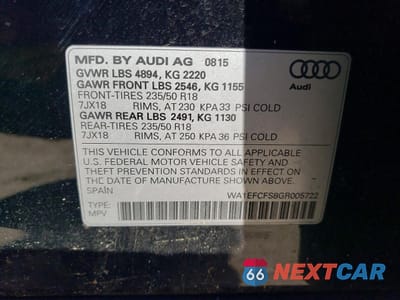 Zdjęcie 13 z 13 samochodu: 2016 AUDI Q3 PREMIUM PLUS VIN:WA1EFCFS8GR005722 - miniatura