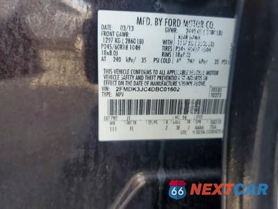 Zdjęcie 13 z 13 samochodu: 2013 FORD EDGE SEL VIN:2FMDK3JC4DBC01602 - miniatura
