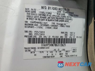 Zdjęcie 12 z 12 samochodu: 2008 FORD TAURUS SEL VIN:1FAHP24W78G112621 - miniatura