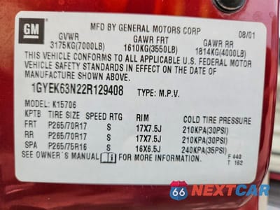 Zdjęcie 13 z 13 samochodu: 2002 CADILLAC ESCALADE LUXURY VIN:1GYEK63N22R129408 - miniatura
