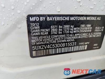 Zdjęcie 12 z 12 samochodu: 2013 BMW X5 XDRIVE35I VIN:5UXZV4C53D0B15531 - miniatura