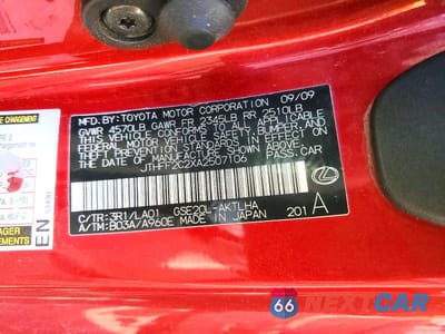 Zdjęcie 12 z 12 samochodu: 2010 LEXUS IS 250C VIN:JTHFF2C2XA2507106 - miniatura