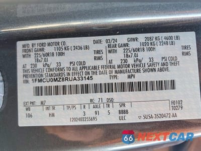 Zdjęcie 14 z 14 samochodu: 2024 FORD ESCAPE ST LINE VIN:1FMCU0MZ8RUA33145 - miniatura