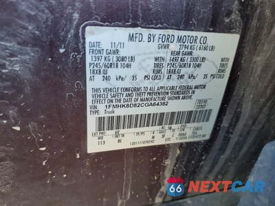 Zdjęcie 12 z 12 samochodu: 2012 FORD EXPLORER XLT VIN:1FMHK8D82CGA64382 - miniatura