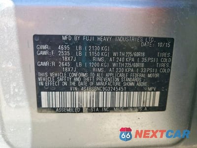 Zdjęcie 13 z 13 samochodu: 2016 SUBARU OUTBACK 2.5I LIMITED VIN:4S4BSBNC9G3245451 - miniatura