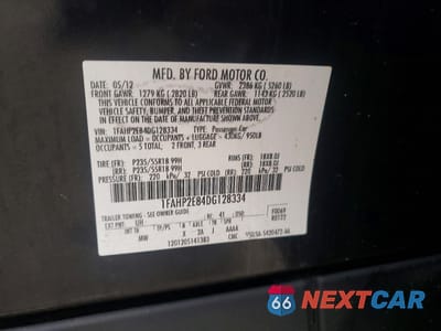 Zdjęcie 12 z 12 samochodu: 2013 FORD TAURUS SEL VIN:1FAHP2E84DG128334 - miniatura