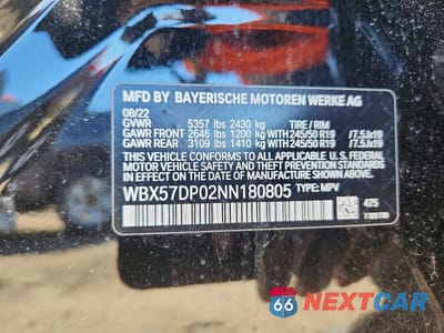Zdjęcie 14 z 14 samochodu: 2022 BMW X3 XDRIVE30I VIN:WBX57DP02NN180805 - miniatura