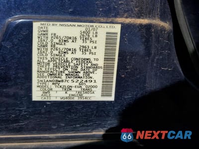Zdjęcie 12 z 12 samochodu: 2007 NISSAN XTERRA X VIN:5N1AN08W87C522491 - miniatura