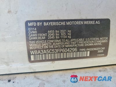 Zdjęcie 12 z 12 samochodu: 2015 BMW 3 SERIES 320I XDRIVE VIN:WBA3A5C53FP604296 - miniatura