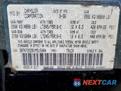 Zdjęcie 12 z 12 samochodu: 1997 DODGE RAM 2500 VIN:3B7KF23Z6VM515084 - miniatura