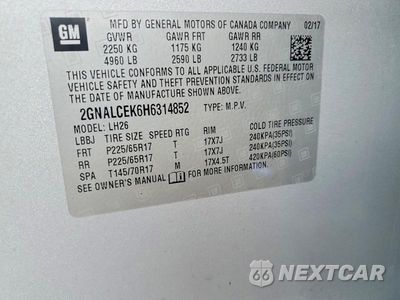 Zdjęcie 13 z 13 samochodu: 2017 CHEVROLET EQUINOX LT VIN:2GNALCEK6H6314852 - miniatura