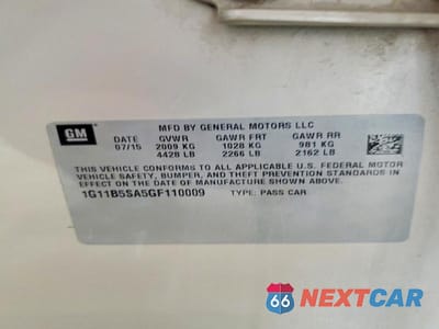 Zdjęcie 12 z 12 samochodu: 2016 CHEVROLET MALIBU LIMITED LS VIN:1G11B5SA5GF110009 - miniatura