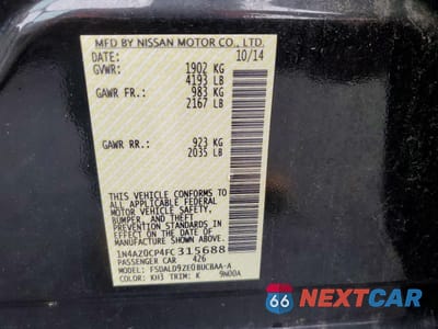 Zdjęcie 12 z 12 samochodu: 2015 NISSAN LEAF S VIN:1N4AZ0CP4FC315688 - miniatura