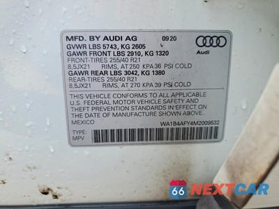 Zdjęcie 13 z 13 samochodu: 2021 AUDI SQ5 PREMIUM PLUS VIN:WA1B4AFY4M2009532 - miniatura