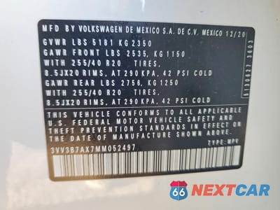 Zdjęcie 13 z 13 samochodu: 2021 VOLKSWAGEN TIGUAN SE VIN:3VV3B7AX7MM052497 - miniatura